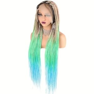 Green and Blue Braided Wig